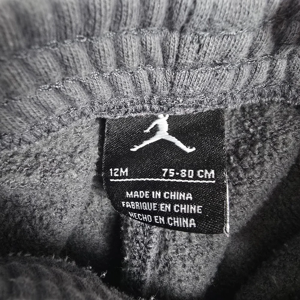 Jordan Boys Charcoal Gray Fleece Sweatpants Orange Jumpman Logo 12M Basketball